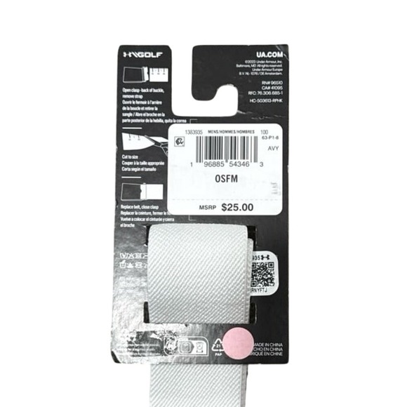 Under Armour Webbing Belt, White, Men's OSFM – NWT - Picture 5 of 6
